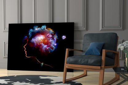 Cosmic Mind Silhouette Glass Wall Art