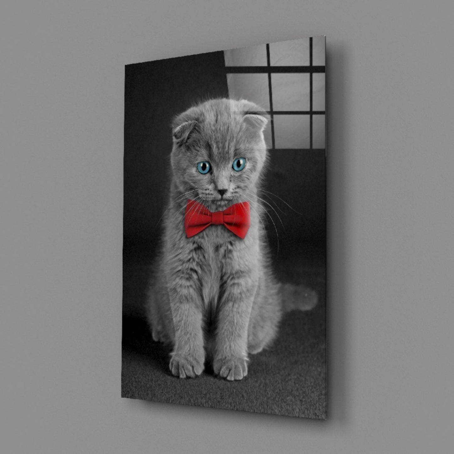 Bow-Tie Kitten Glass Wall Art