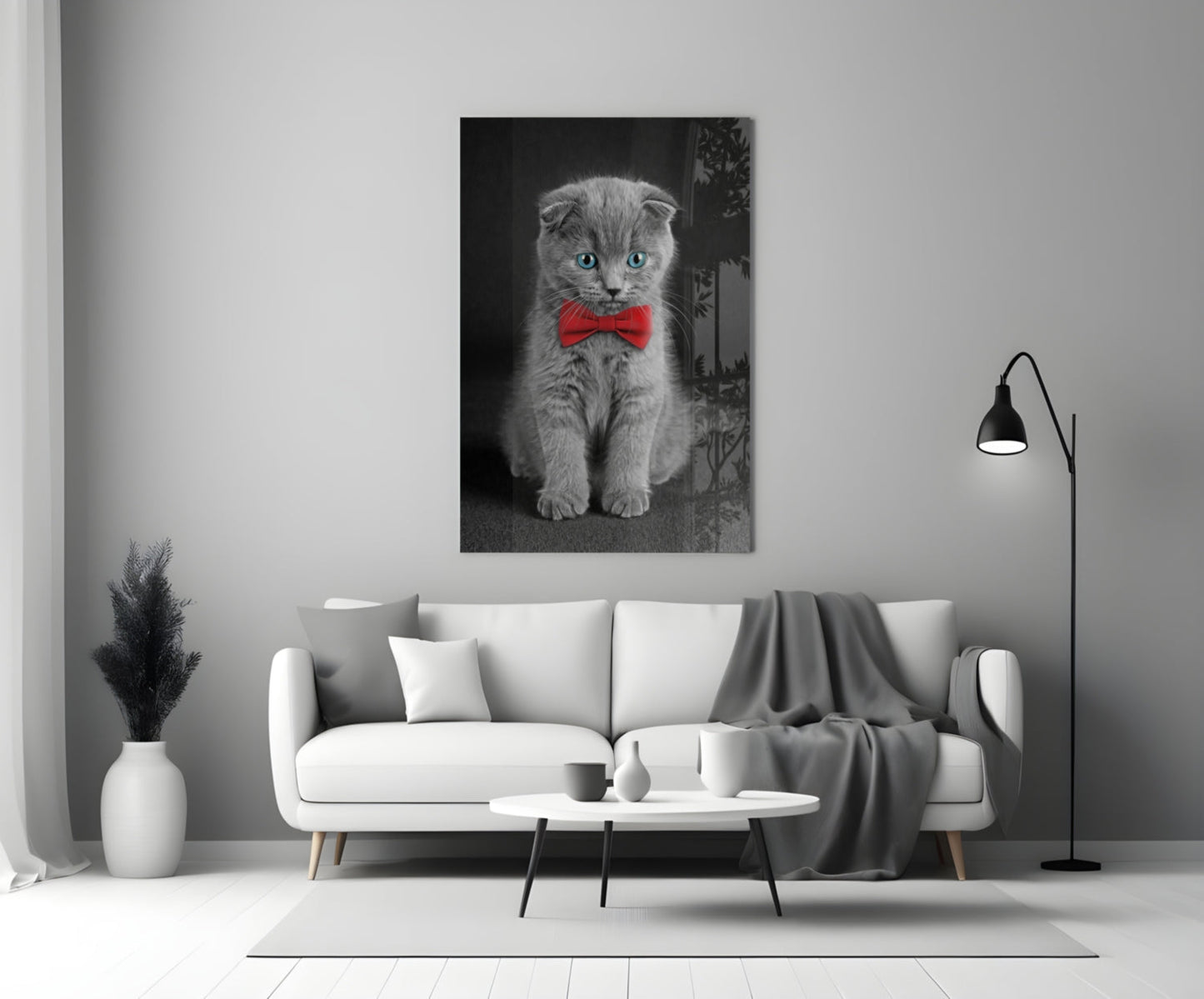 Bow-Tie Kitten Glass Wall Art