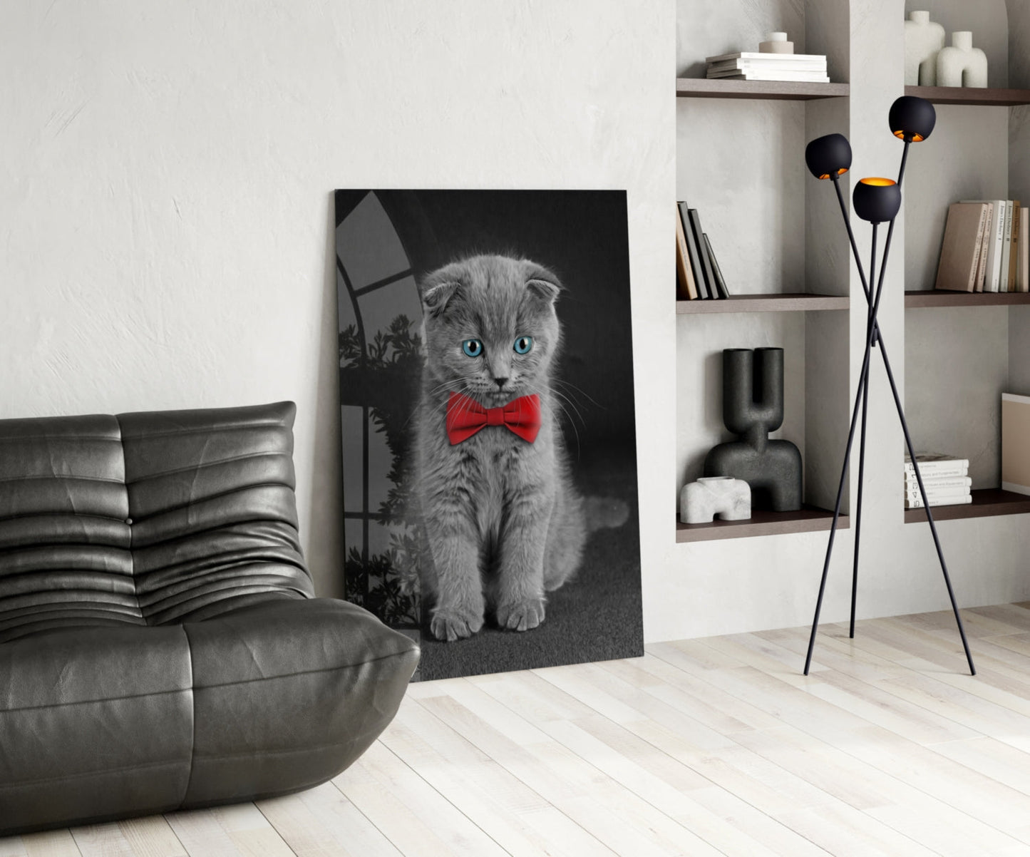 Bow-Tie Kitten Glass Wall Art