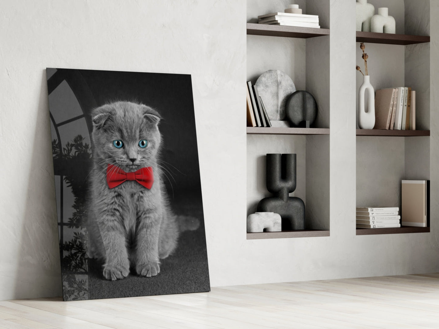 Bow-Tie Kitten Glass Wall Art