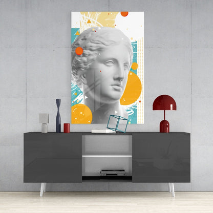 Venus Bust Geometric Collage Glass Wall Art
