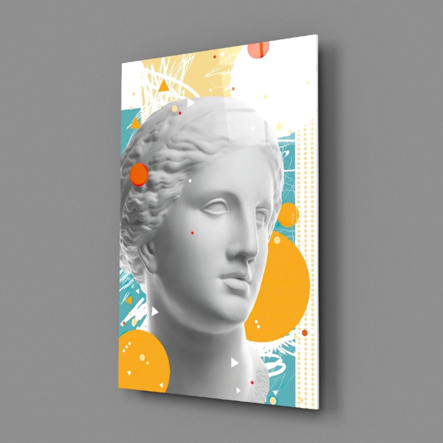 Venus Bust Geometric Collage Glass Wall Art