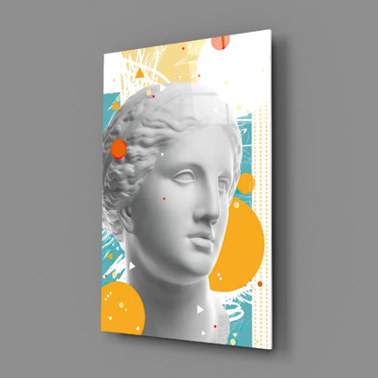 Venus Bust Geometric Collage Glass Wall Art