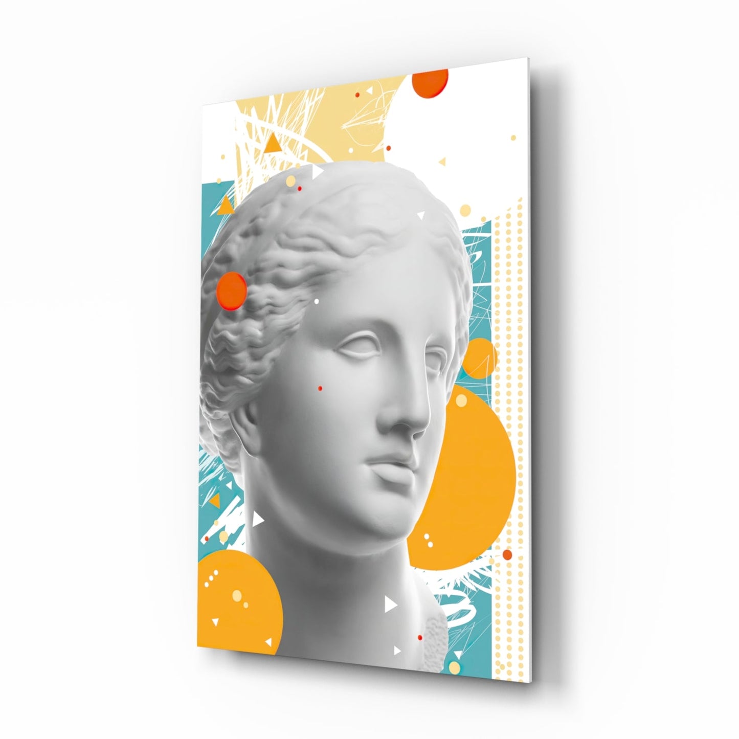 Venus Bust Geometric Collage Glass Wall Art