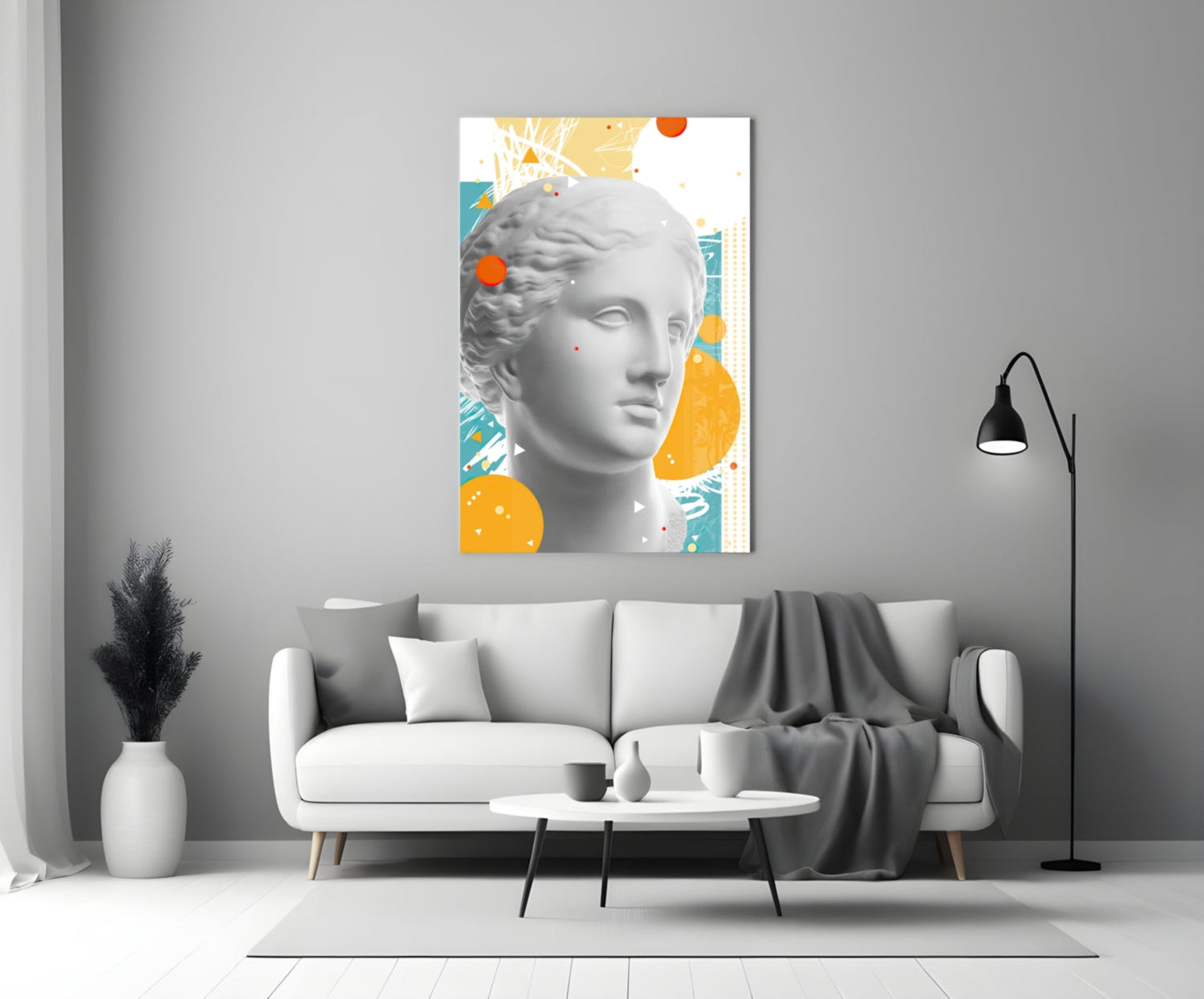 Venus Bust Geometric Collage Glass Wall Art