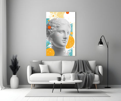 Venus Bust Geometric Collage Glass Wall Art