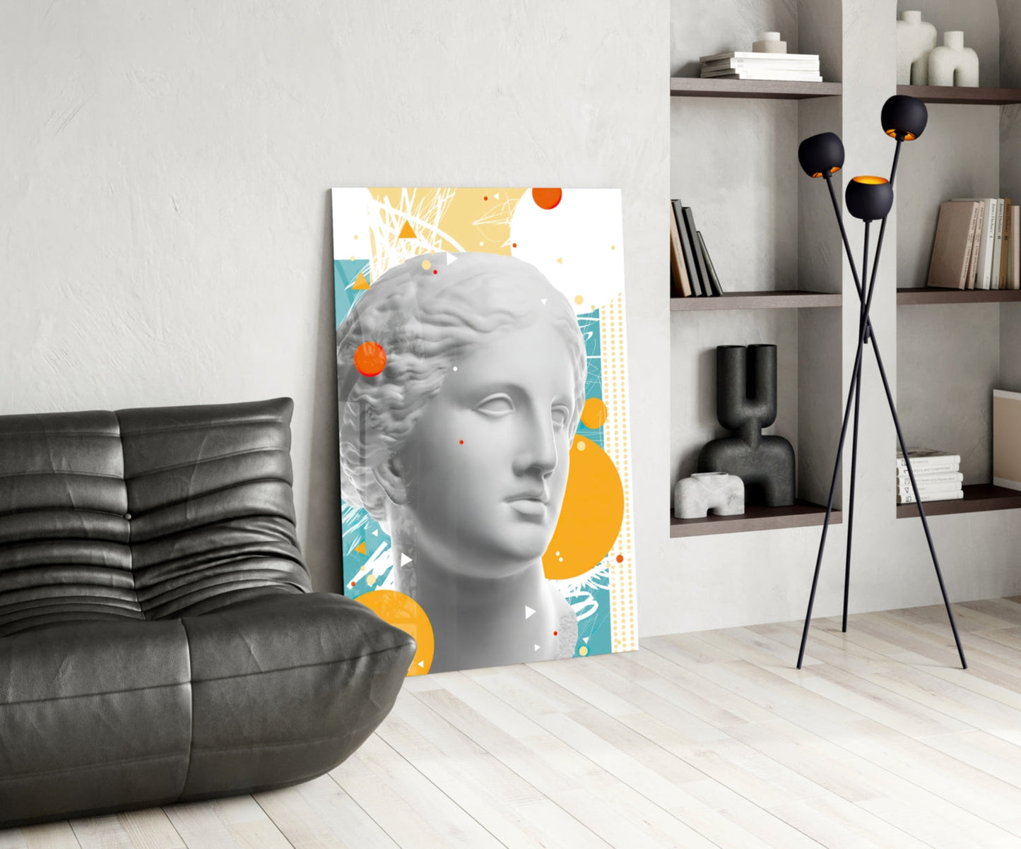 Venus Bust Geometric Collage Glass Wall Art