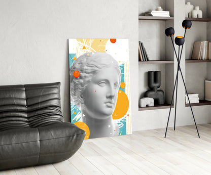 Venus Bust Geometric Collage Glass Wall Art