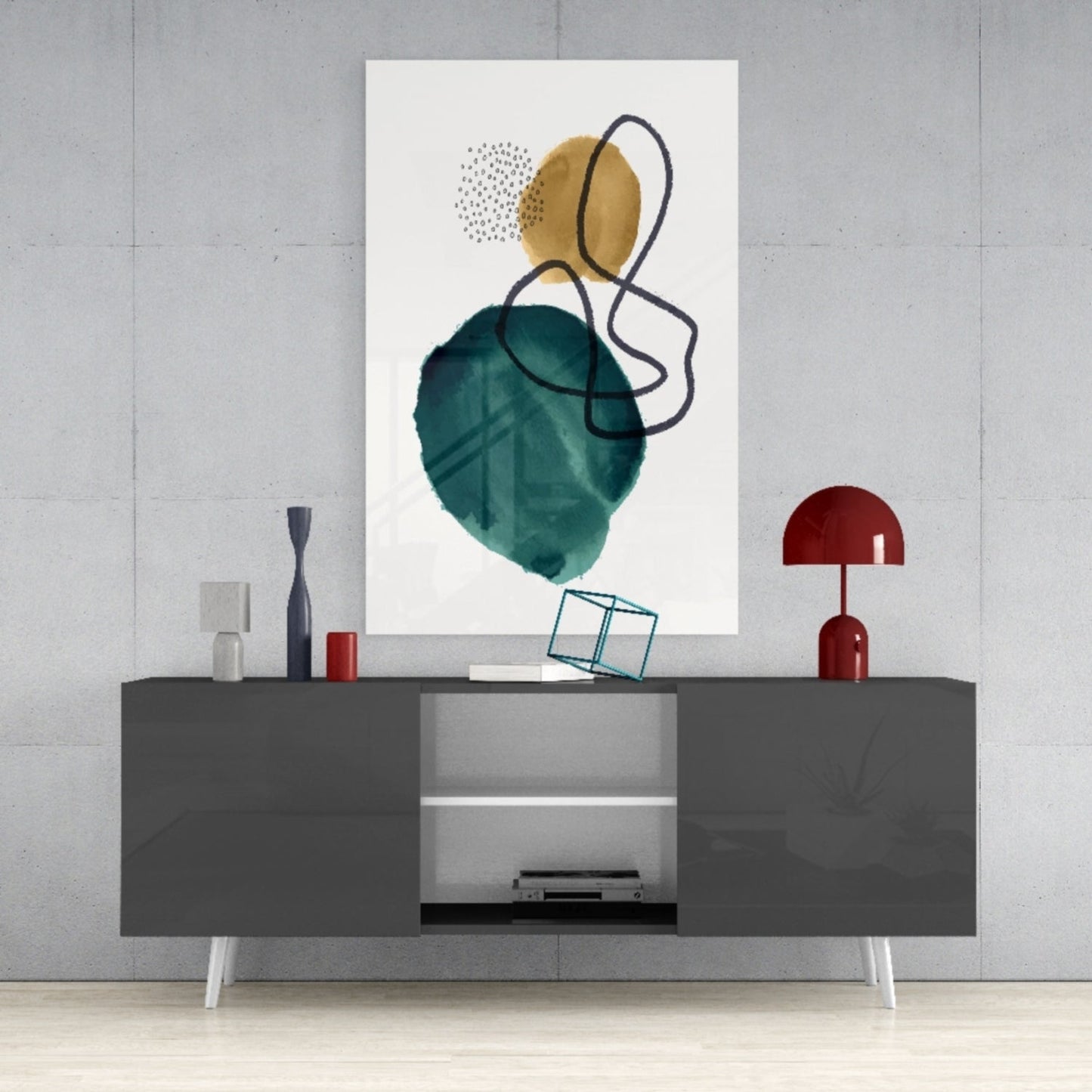 Teal Stack Glass Wall Art