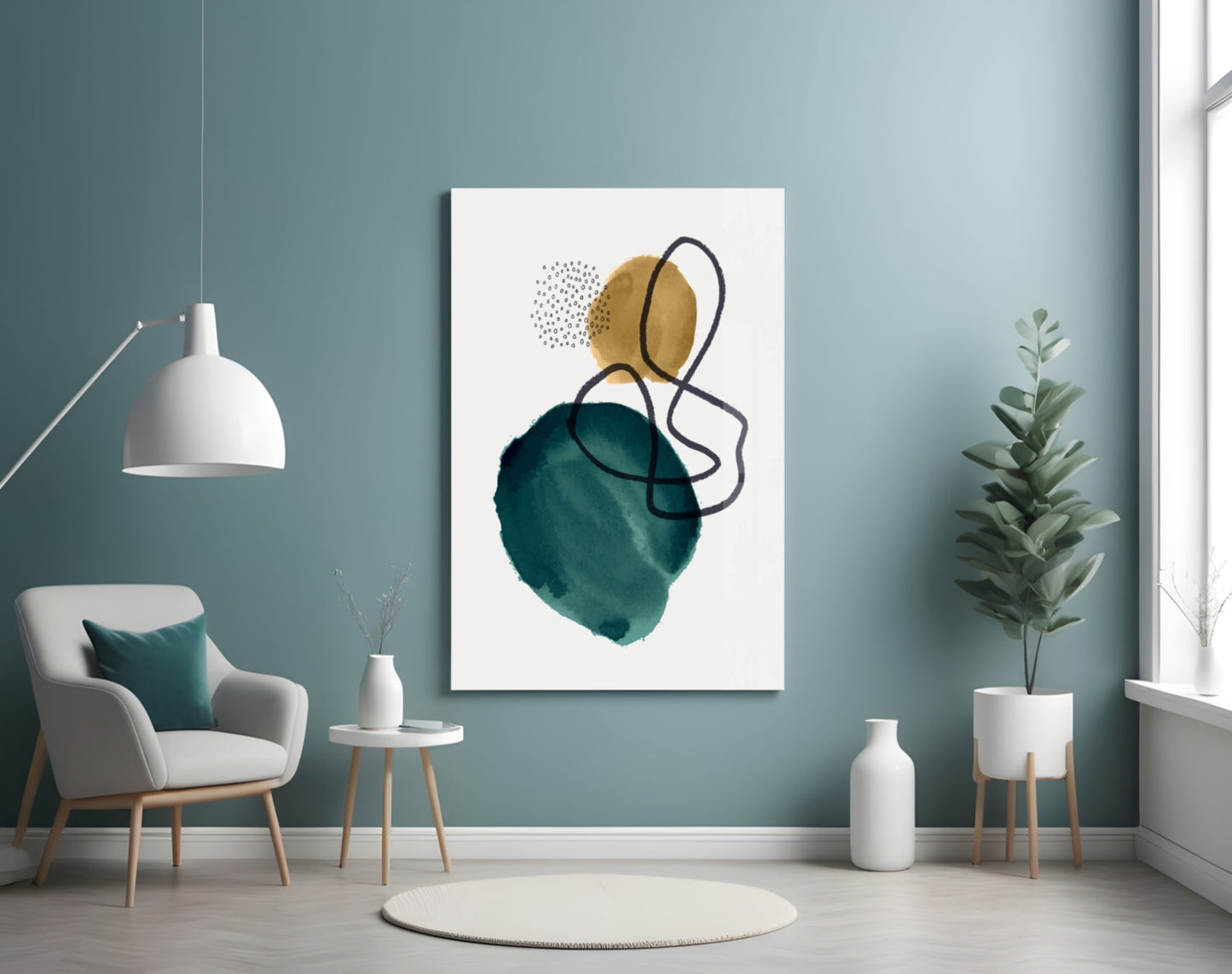 Teal Stack Glass Wall Art