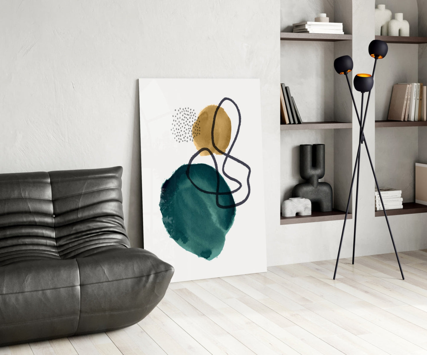 Teal Stack Glass Wall Art