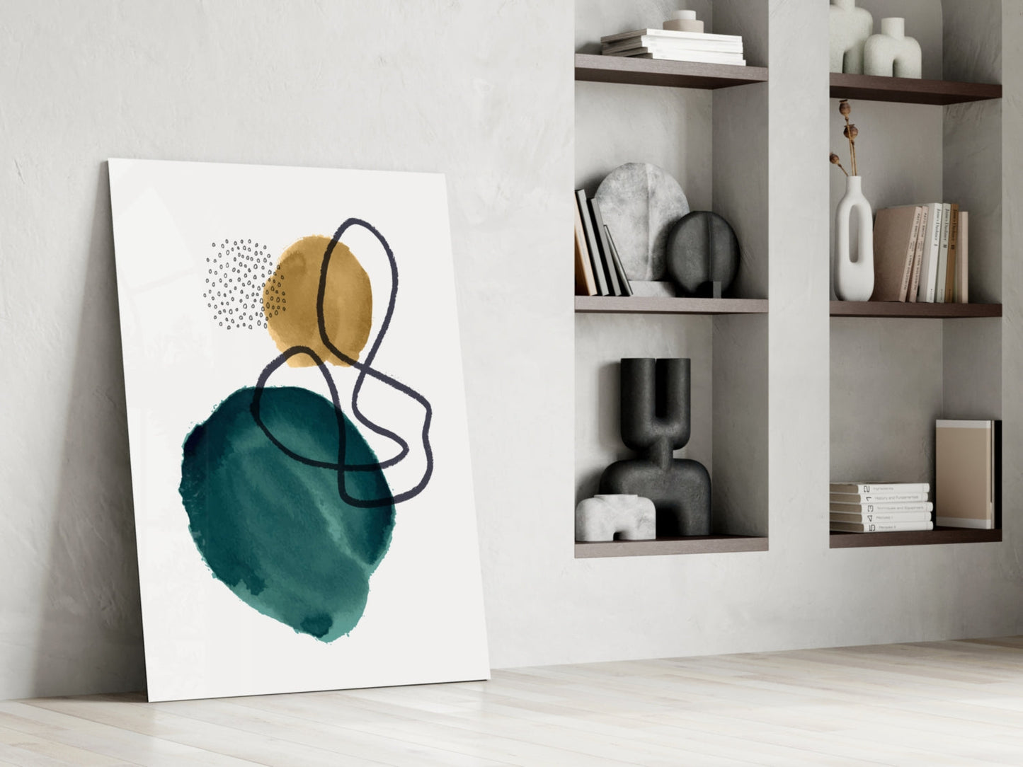 Teal Stack Glass Wall Art