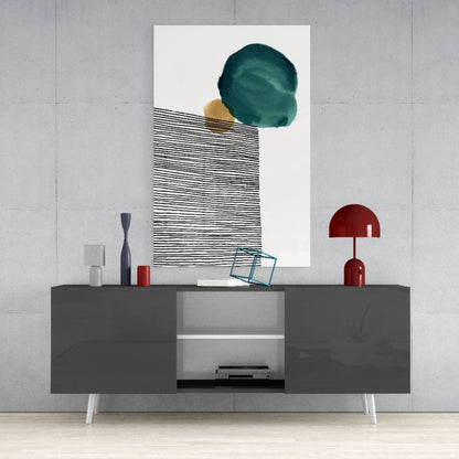 Lined Teal Glass Wall Art
