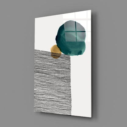 Lined Teal Glass Wall Art