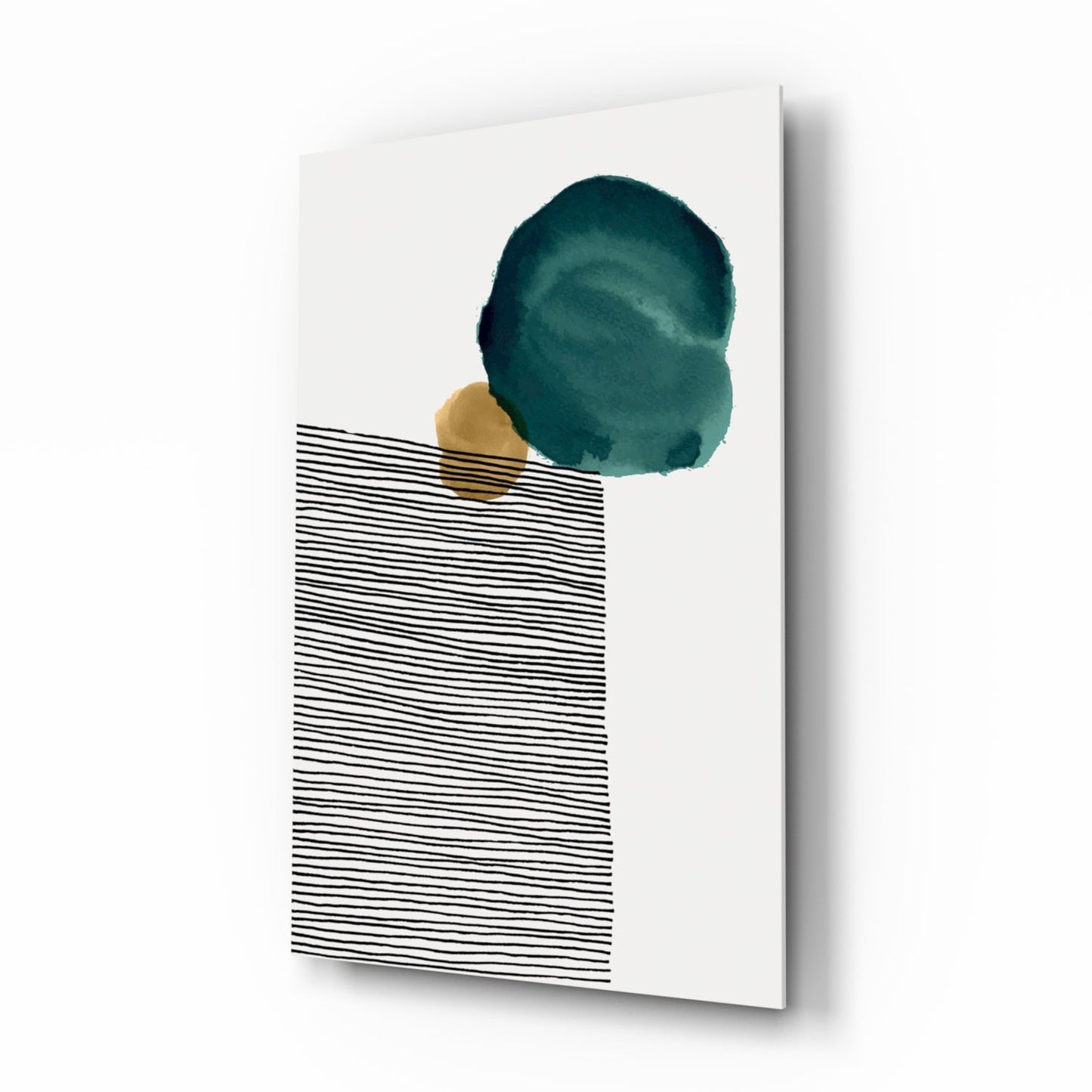 Lined Teal Glass Wall Art