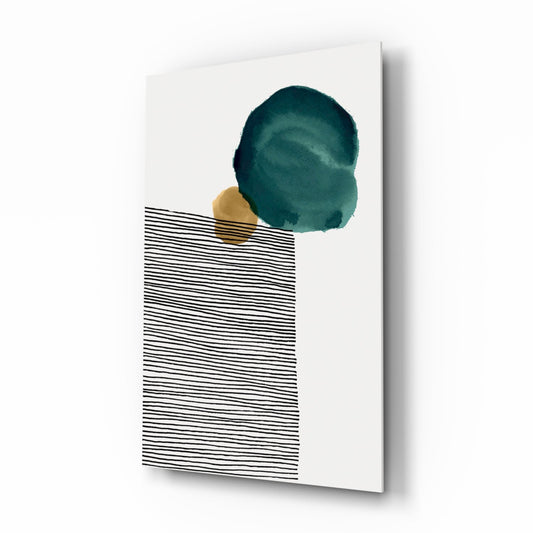 Lined Teal Glass Wall Art