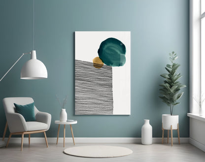 Lined Teal Glass Wall Art