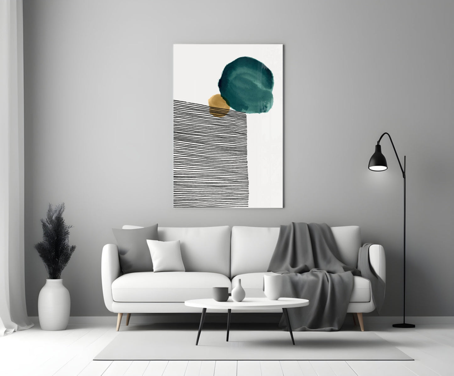 Lined Teal Glass Wall Art