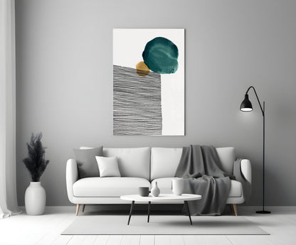 Lined Teal Glass Wall Art