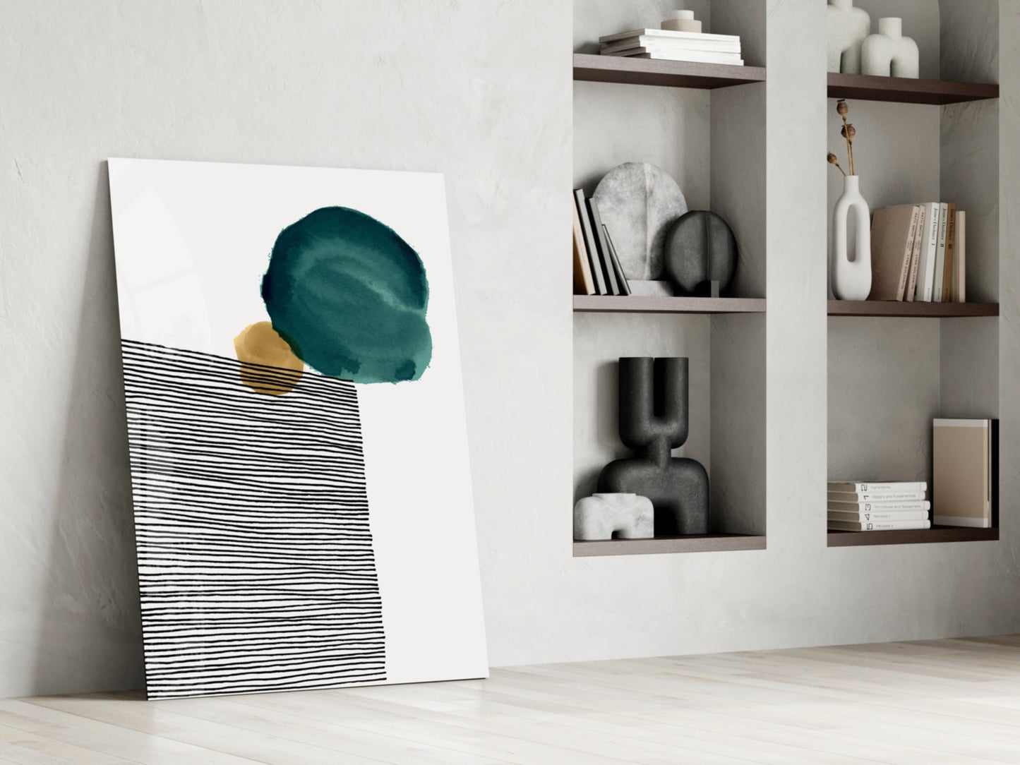 Lined Teal Glass Wall Art