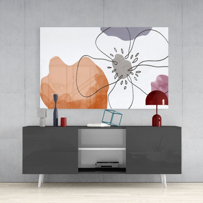 Line Art Flower Glass Wall Art