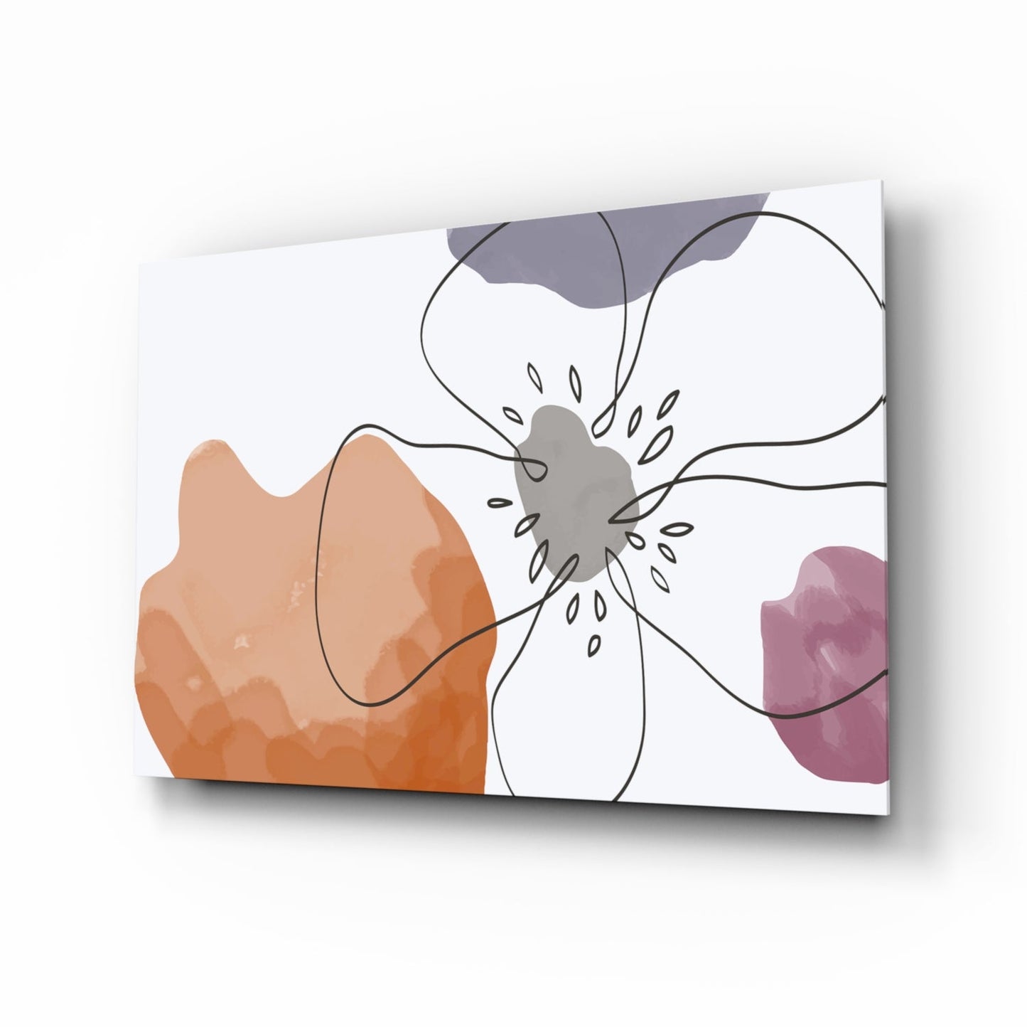 Line Art Flower Glass Wall Art