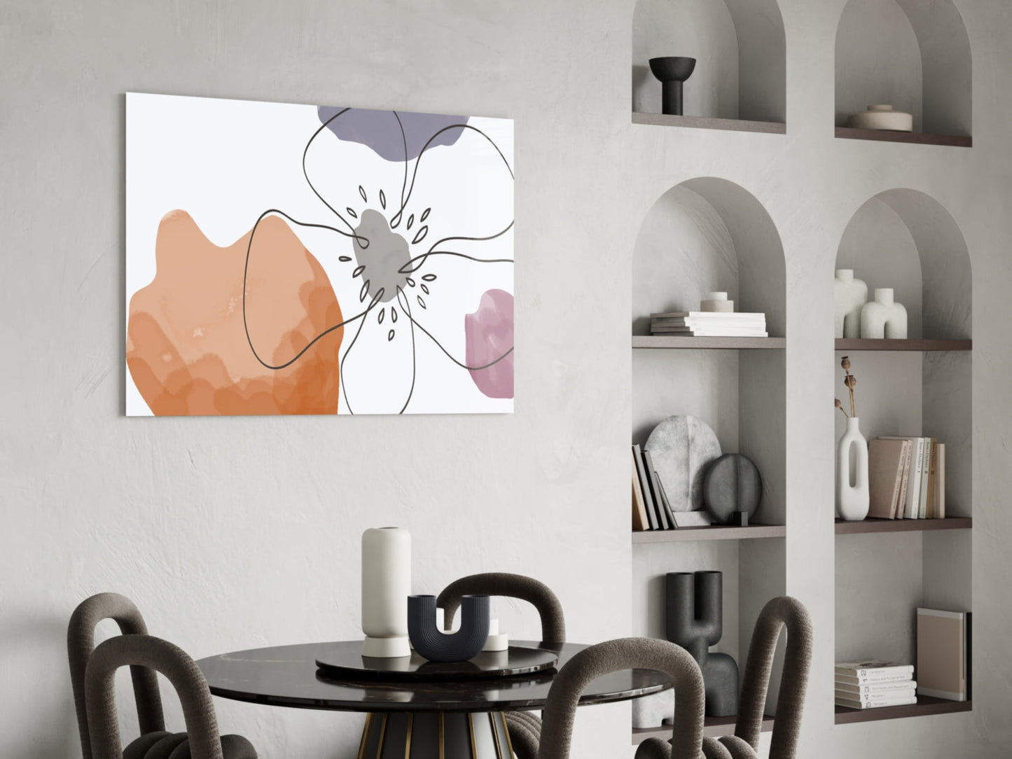 Line Art Flower Glass Wall Art