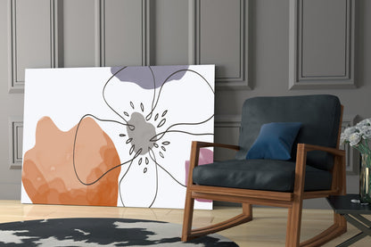Line Art Flower Glass Wall Art