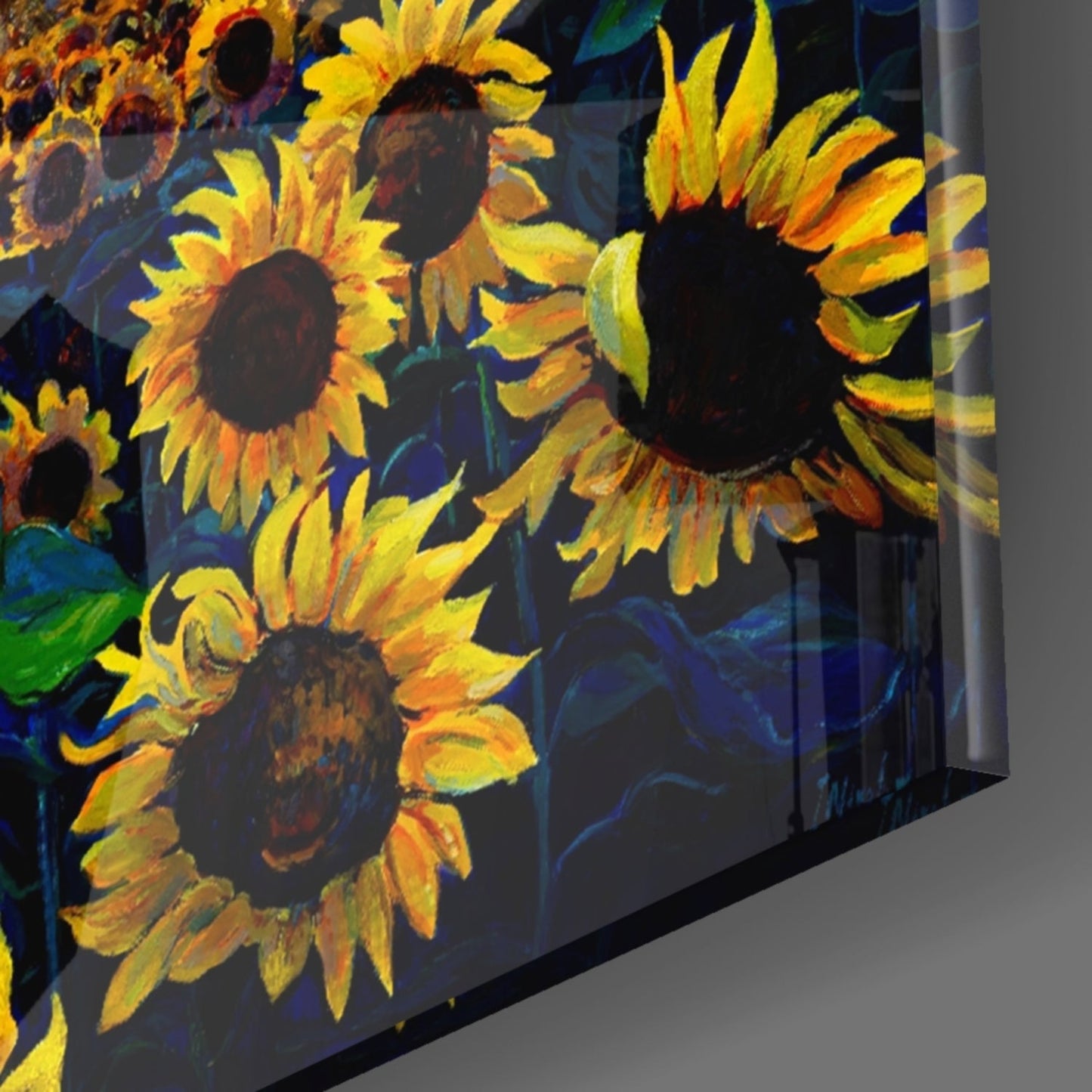 Sunflower Field Sunset Glass Wall Art