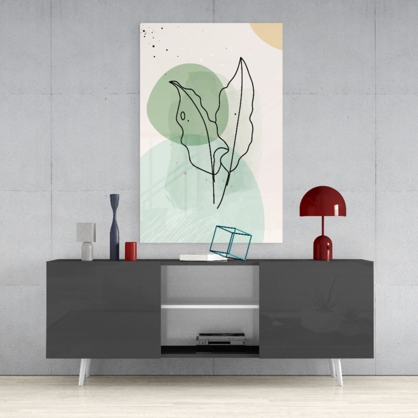 Sage Leaves Glass Wall Art