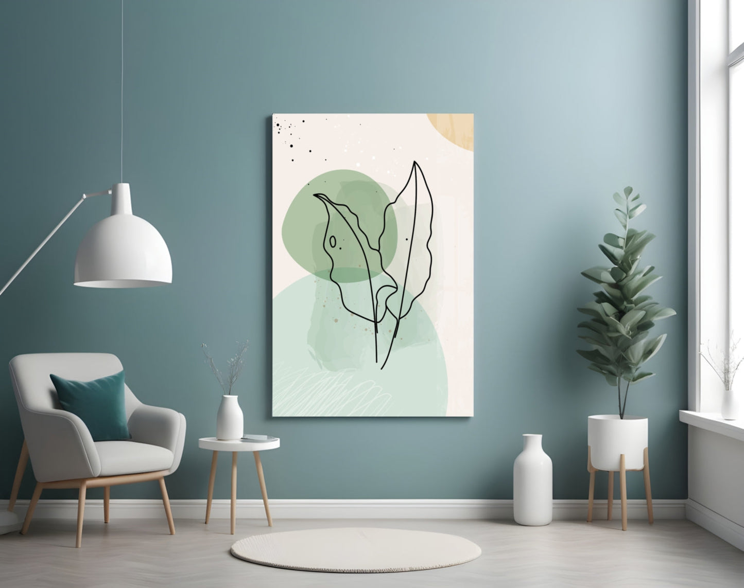 Sage Leaves Glass Wall Art
