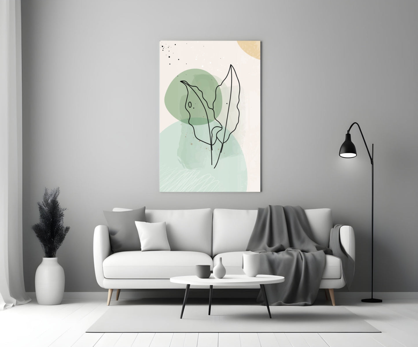 Sage Leaves Glass Wall Art