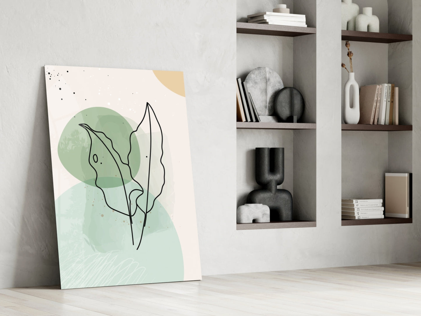 Sage Leaves Glass Wall Art