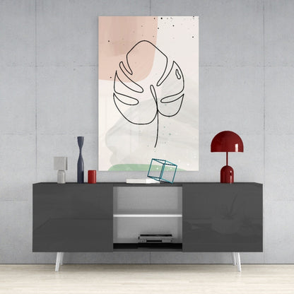 Line Monstera Glass Wall Art