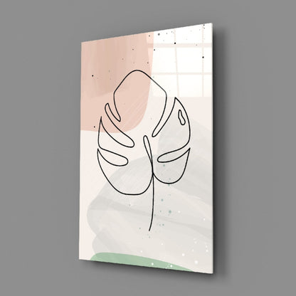 Line Monstera Glass Wall Art