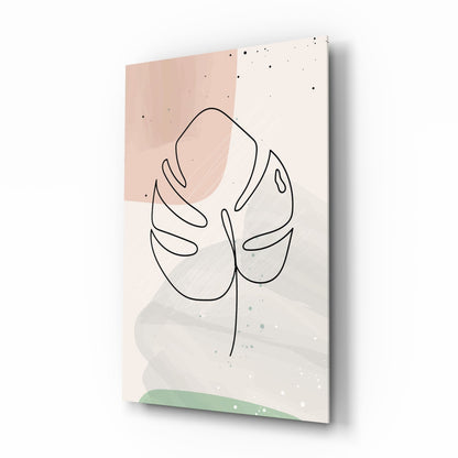 Line Monstera Glass Wall Art
