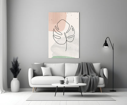 Line Monstera Glass Wall Art