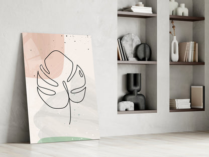 Line Monstera Glass Wall Art