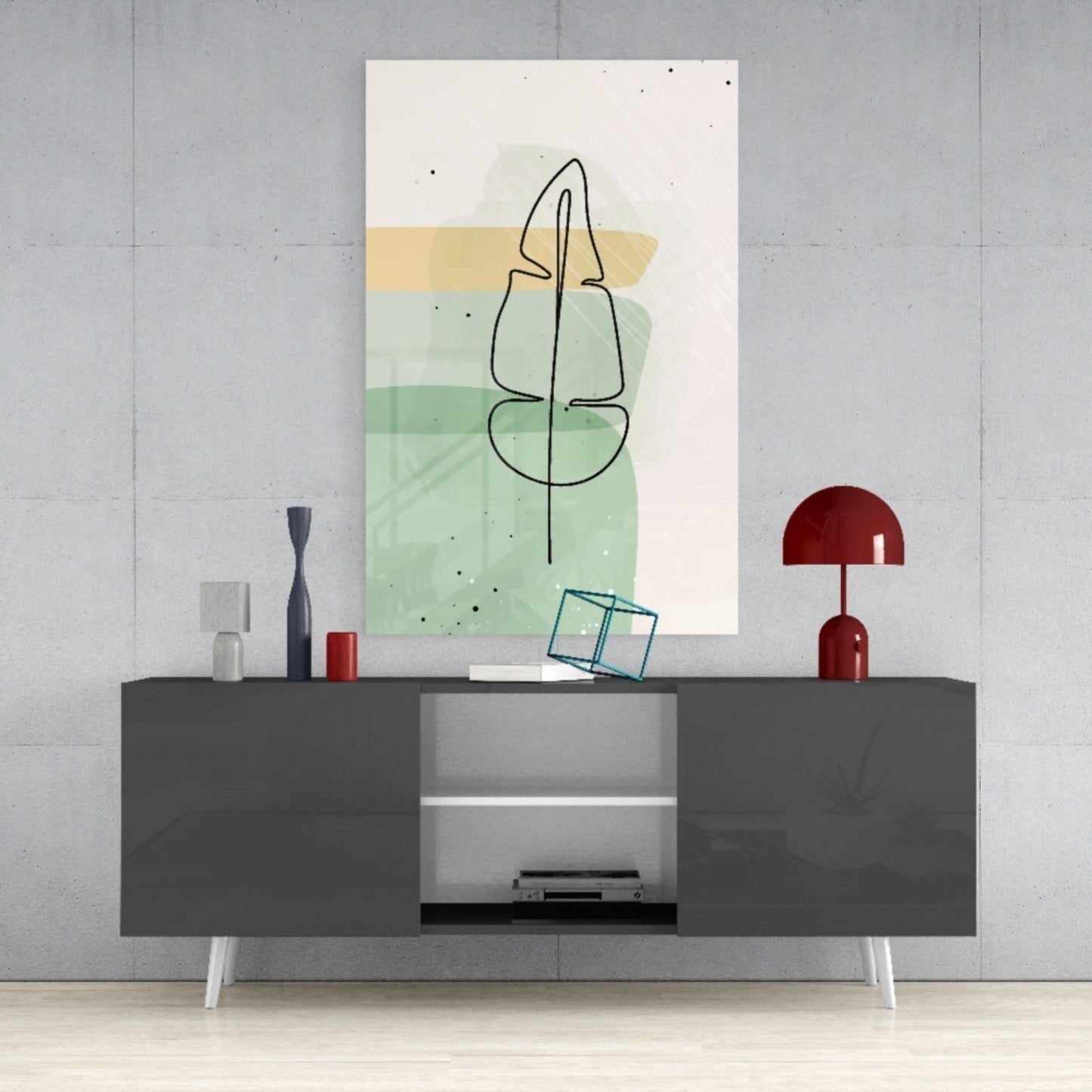 Line Tropical Glass Wall Art