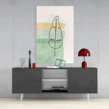 Line Tropical Glass Wall Art