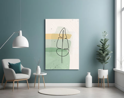 Line Tropical Glass Wall Art