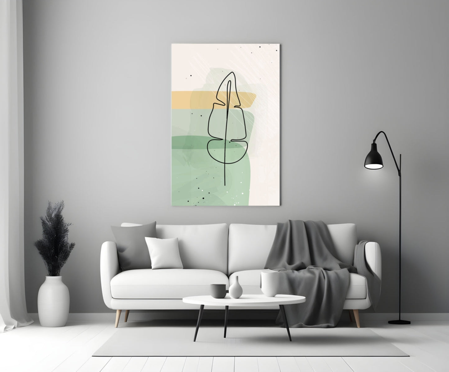 Line Tropical Glass Wall Art