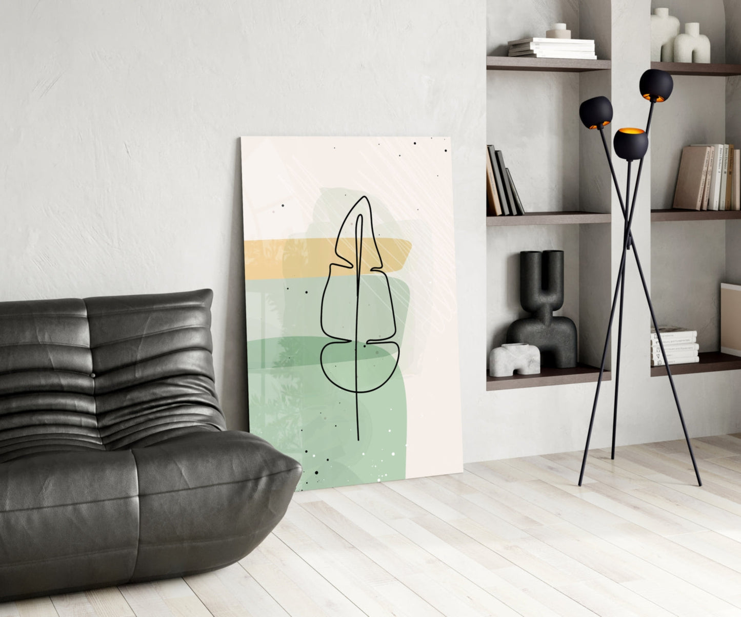 Line Tropical Glass Wall Art