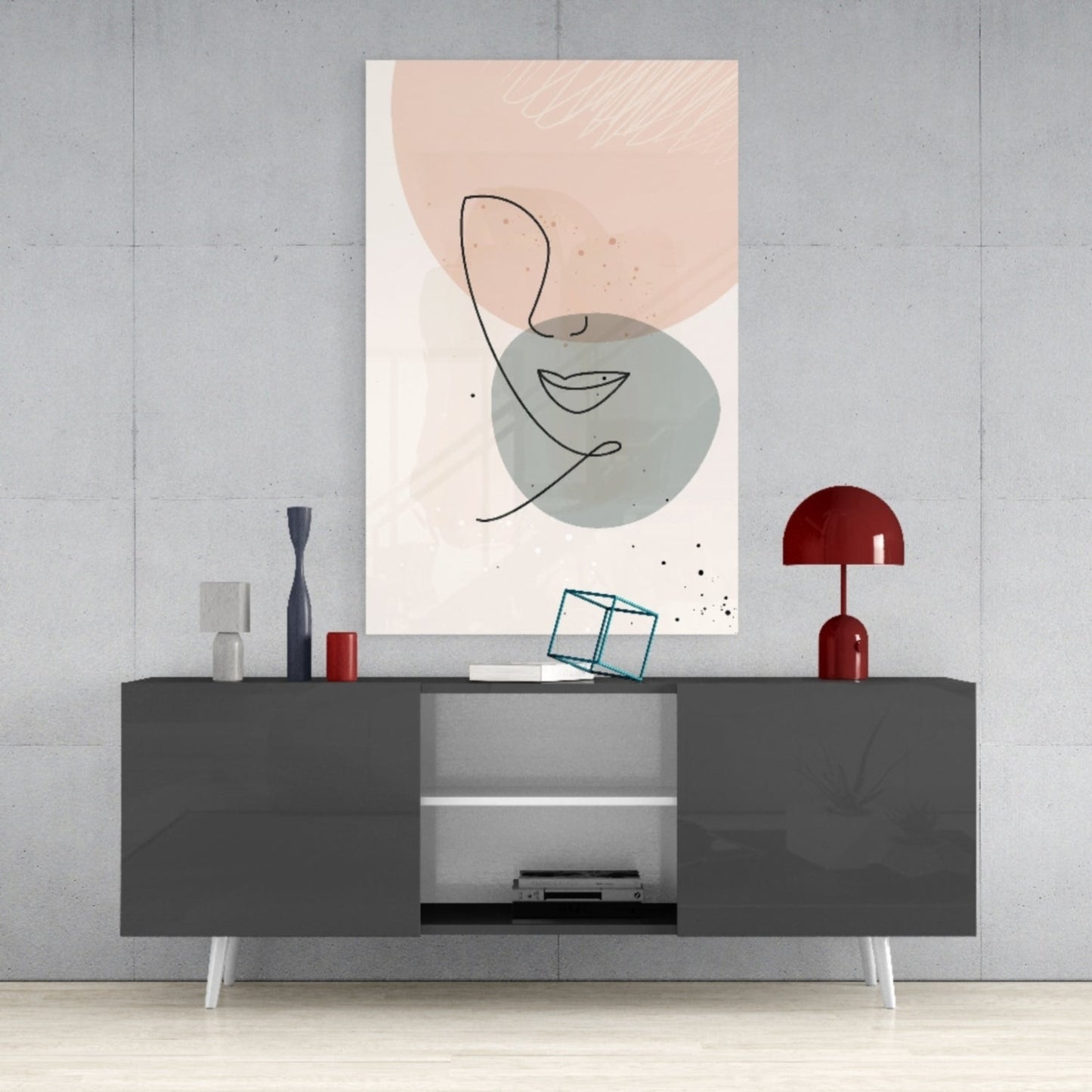 Blush Line Portrait Glass Wall Art