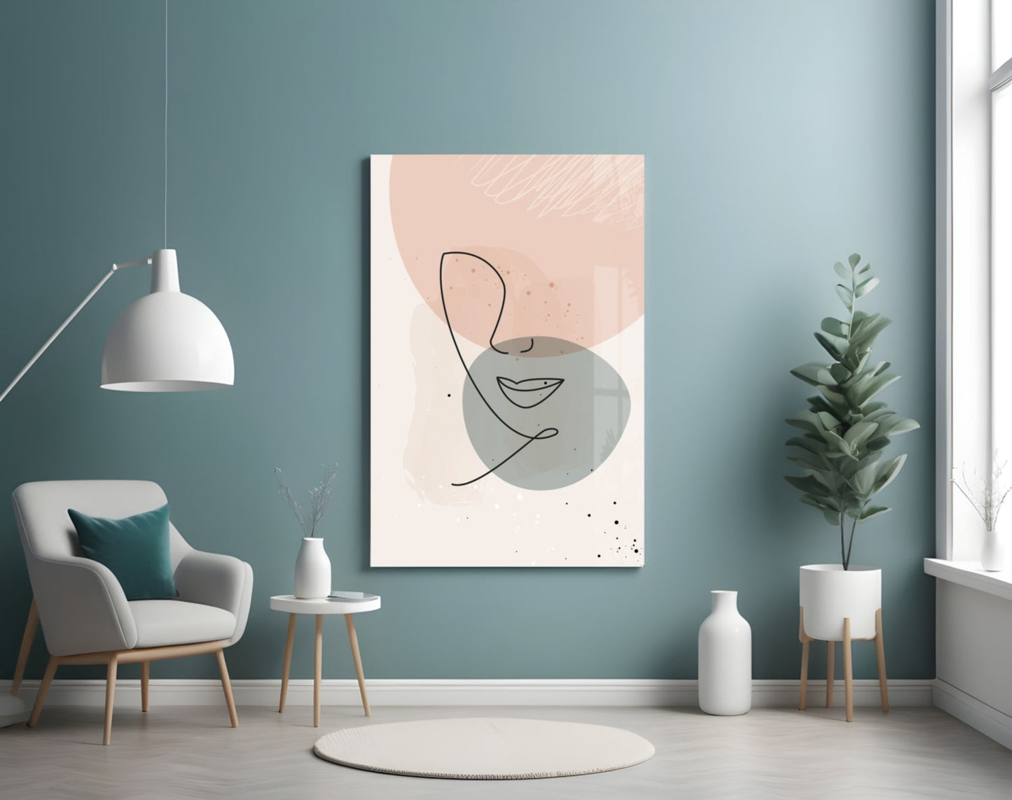 Blush Line Portrait Glass Wall Art