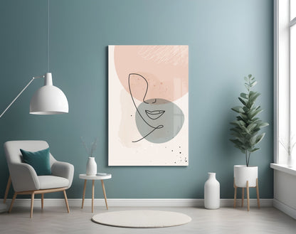 Blush Line Portrait Glass Wall Art
