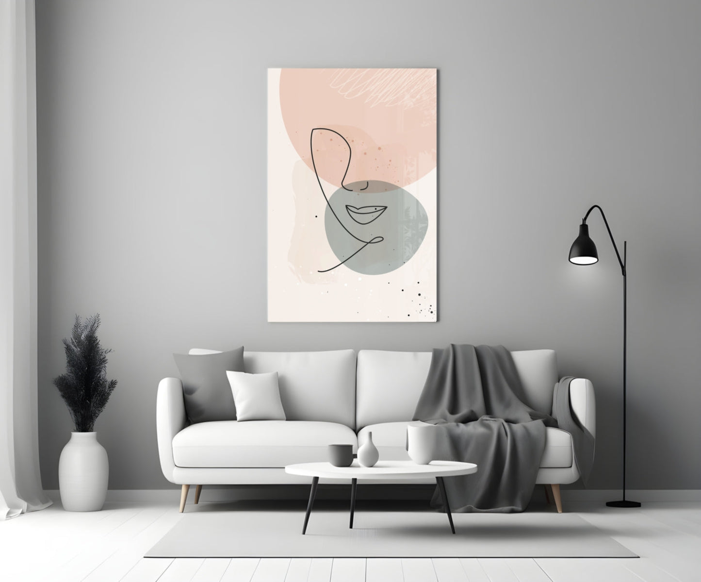 Blush Line Portrait Glass Wall Art
