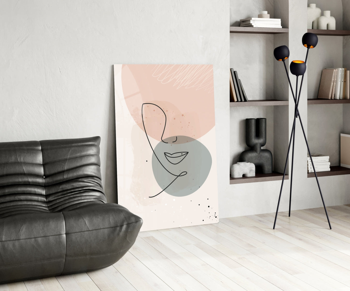 Blush Line Portrait Glass Wall Art