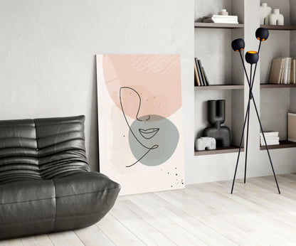 Blush Line Portrait Glass Wall Art